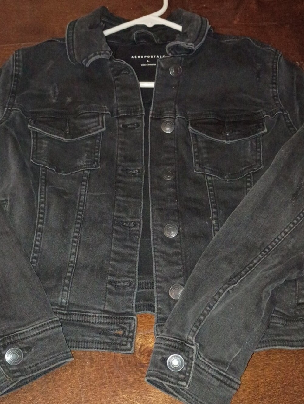 Aeropostale Black Jean Jacket with Button Front - Picture 2 of 5